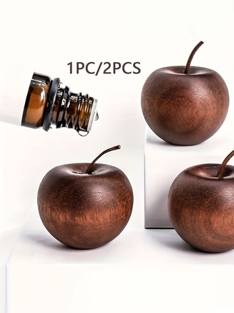 1/2pcs [Elegant Apple Scent Diffuser] Elegant Sapele Wood Apple Scent Diffuser Natural Wood Grain Essential Oil Diffuser For Car & Home - Decorative Air Freshener For Vehicles & Interiors, Christmas Gift, Mini, Small, Cute