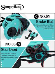 SOUGAYILANG Fishing Gear Set |2 Sections 1.8M Casting Fishing Rod Carbon Material Body ABS Reel Seat EVA Handle|1 PC Left Handle Baitcasting Reel 9+1BB 8.0:1Gear Ratio For The Beginners - Blue - View 8