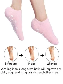1 Pair Moisturizing Socks Heel Gel Sock Rough Foot Care Treatment Soft Silicone Gel Lined Infused Lotion Spa Socks Cotton Gel Sleeves For Repairing Softening Dry Cracked Feet Skins, To Be Used With Your Favorite Lotions And Creams For Foot Moisturizing, Suitable For Mother's Day, Wedding Season Gift ﻿ - Multicolor - View 3