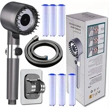 High Pressure Shower Heads With Handheld,Filtered Shower Head,High Flow Even With Low Water,4Modes Filtered Showerhead Power Wash For Hard Water,With 59″Replacement Hose - Grey(9 Piece Set) - View 1