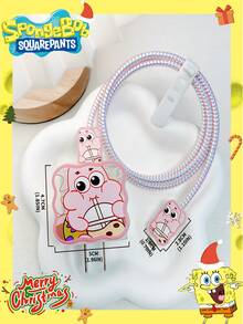 SpongeBob SquarePants Bộ 2/4 ốp bảo vệ sạc hình hoạt hình SpongeBob, tương thích với bộ sạc nhanh Apple 18/20W, kèm cuộn dây cáp. Là vật trang trí tuyệt vời cho các bữa tiệc ngày lễ, thích hợp làm quà tặng cho bạn bè, trang trí nhà cửa/phòng ốc, và là món quà Giáng sinh lý tưởng cho bạn gái/Ngày Valentine. - Nhiều màu - Xem 12