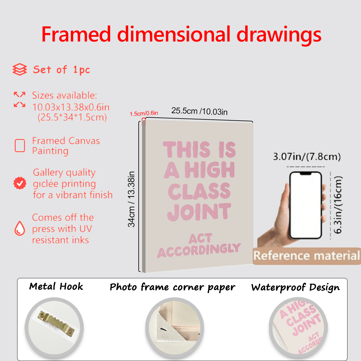 1 Piece Premium Collaboration Quote Wall Art Neutral Cool Canvas Print Poster Academic Style Decor Bedroom, Living Room, Apartment Wall Art Gift (Frameless Or Framed) - Multicolor - View 3