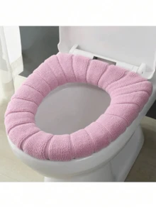 1pc Soft & Warm Toilet Seat Cover, Washable Thickened Cushion Suitable For Toilet And Bidet, Anti-Slip Elastic Design, Universal Fit