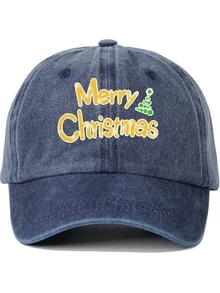 圣诞快乐！1 件创意印花棒球帽，男女同款软顶帽，时尚休闲太阳帽，纯色弧形帽檐帽 - 彩色 - 查看 3