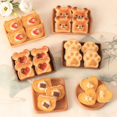 10/15/20pcs Simulation Cookie Toast Bread Love Bear Claw Resin Charms For DIY Crafts - Assorted Miniature Biscuit Embellishments For Hair Accessories, Keychains, Phone Cases, Cup & Shoe Decor, Scrapbooking, Jewelry Making