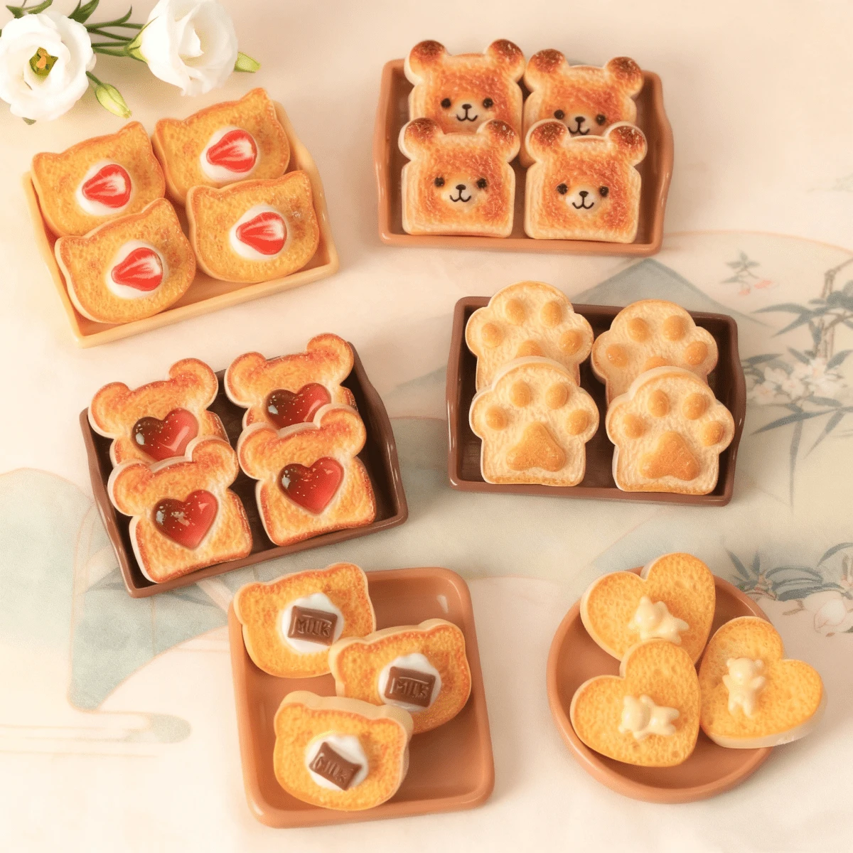 10/15/20pcs Simulation Cookie Toast Bread Love Bear Claw Resin Charms For DIY Crafts - Assorted Miniature Biscuit Embellishments For Hair Accessories, Keychains, Phone Cases, Cup & Shoe Decor, Scrapbooking, Jewelry Making
