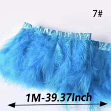 1 Meter 1 Piece Of Grass Green Feather Turkey Full Down Feather Cloth Edge Costume Headdress Holiday Party Decoration Masked Stage Performance Hairpin Belt Decoration Handmade DIY Crafts - Grass Green - View 2