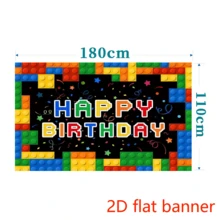 2D Flat BannerVibrant Construction Bricks And Blocks Theme Backdrop - Polyester Fabric Party Photography Background For Happy Birthday Celebrations - Colorful, Durable, Easy-To-Use, And Perfect For Studio Shoots - 1 - View 6