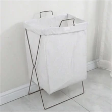 Large Foldable Clothes Organizer Basket 35x55 With Stand - Màu be - Xem 4