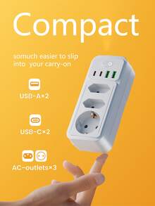 1 Pack 7-In-1 Multifunctional Wall Plug, 2 USB-A And 2 USB-C Ports, With Surge Protector, Multipurpose Home Office And Workspace Power Organizer, Outlet Extender, Wall Adapter With Overload Protection, Suitable For Home, Office, Travel, Bedroom, Gaming Room And More