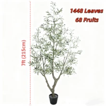 Newly Artificial Olive Tree Fake Plants Indoor Outdoor UV Resistant Faux Olive Tree In Black Pot 6ft 7ft Faux Silk Tree For Modern Home Decor Living Room Office Patio Balcony - 綠色 - 查看 9