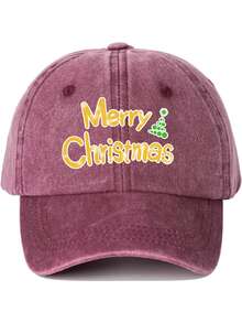 圣诞快乐！1 件创意印花棒球帽，男女同款软顶帽，时尚休闲太阳帽，纯色弧形帽檐帽 - 彩色 - 查看 18
