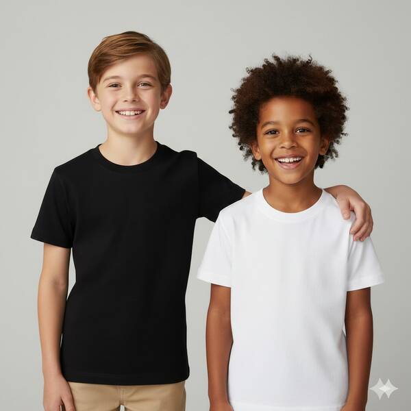 Kit 2 Camisetas Pré Adolescente  Menino Algodão Básica Branca Preta