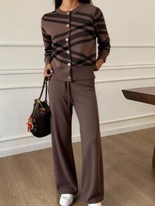 Women Sweater Co-Ords - Mocha Brown - View 3