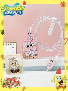 SpongeBob SquarePants Bộ 2/4 ốp bảo vệ sạc hình hoạt hình SpongeBob, tương thích với bộ sạc nhanh Apple 18/20W, kèm cuộn dây cáp. Là vật trang trí tuyệt vời cho các bữa tiệc ngày lễ, thích hợp làm quà tặng cho bạn bè, trang trí nhà cửa/phòng ốc, và là món quà Giáng sinh lý tưởng cho bạn gái/Ngày Valentine. - Nhiều màu - Xem 11
