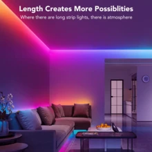 NBBUFF 3.28-100 英尺智能新奇 LED 灯，USB 供电 RGB 灯带，房间装饰照明，应用程序和遥控器，计时器，音乐同步，1600 万种颜色，100 多种场景，适用于卧室、电视、电脑背光、万圣节、圣诞节、派对、婚礼装饰 - TY-C Model - 查看 6