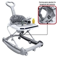 Joykoo Andadera para Bebé Mecedora Panda Musical Bastón Dirigible Alturas Ajustables Plegable Tapete Brincolín - Gris - Ver 6