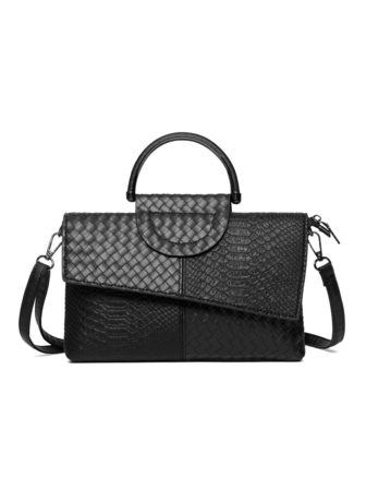 Bolso cruzado de cuero tejido de lujo, bolso de mano versátil y de moda para mujer, embrague con patrón de cocodrilo personalizado