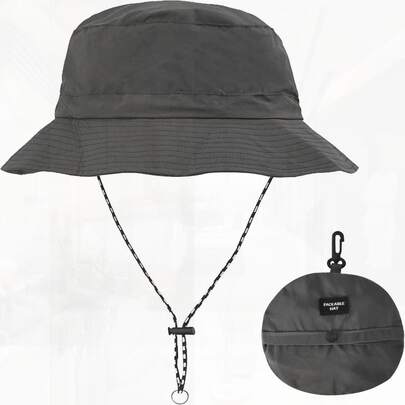 Vesaneae Waterproof & Foldable UV Protection Fishing Hat For Outdoor Activities (Hiking, Fishing, Beach Vacation), Grey & Adjustable For Men And Women