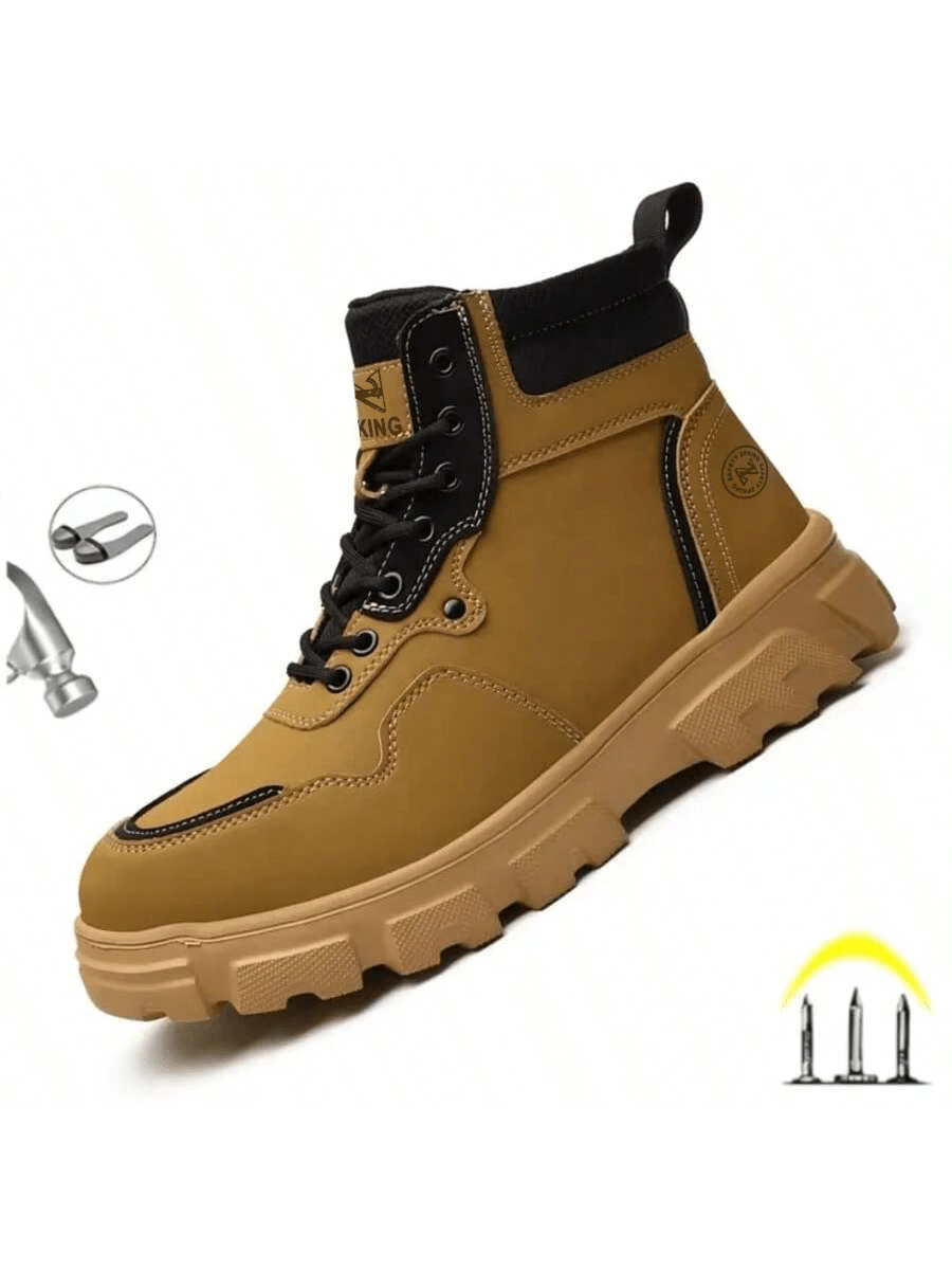 Botas con puntera de acero para hombre, calzado industrial para hombre, botas de trabajo ligeras, con protección resistente a los impactos y suelas antideslizantes.