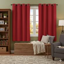 100% Blackout Curtain For Living Room Bedroom Office Various Sizes Black Out Blackout Light Blocking - 新紅 - 查看 2