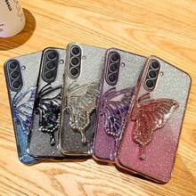 奢华电镀粉色手机壳,带蝴蝶液体支架,闪亮水钻风格,新款夏季时尚硅胶防震软壳,兼容三星 Galaxy S24 S25 Ultra FE A56 A16 4G 5G,兼容小米 Redmi 14C,兼容华为荣耀,兼容 OPPO Reno,兼容 Realme,兼容 MOTO,兼容 Infinix,Y2K 风格男女通用 2025,国际版,非国内版 - 粉色 - 查看 6