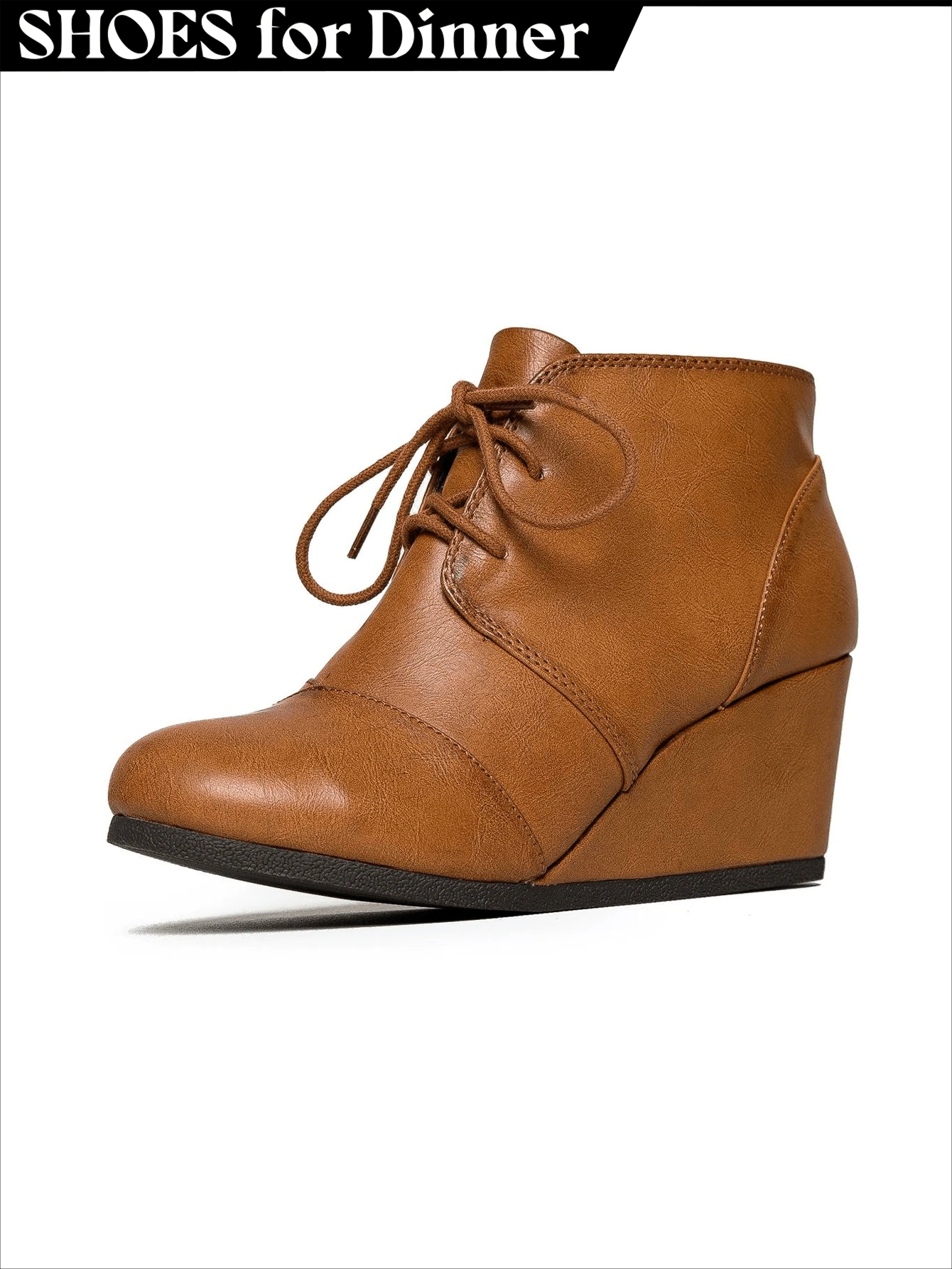 Roxy Women's Suede Wedge Ankle Booties – Lace-Up Tan Boots For Fall Fashion, Christmas Gift, Casual Outfits, Workwear, Office Looks, Comfortable Everyday Shoes - 棕褐色人造皮革 - 查看 1