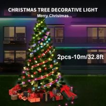 Smart Fairy String Lights, 16.4/33/66 Ft Color Changing Christmas Tree Decorative Lights, Music Synchronization, APP Control And Remote Control, Suitable For Indoor, Outdoor, Halloween, Christmas, Holiday Party Decorations, More Discounts For Multiple Pieces - 皮革燈串 - 查看 18
