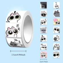 500 szt./rolka, śliczne naklejki z motywem kota, winylowe naklejki ze zwierzętami, odpowiednie na butelki z wodą, laptopy, walizki, telefony komórkowe, prezenty na imprezy i do kolekcjonowania przez nastolatków