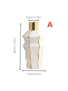 1 pieza Jarrón largo de estilo de arte moderno con borde dorado, adecuado para colocar flores frescas y secas en escritorios de oficina. Es un jarrón decorativo para entradas de salas de estar, salones de té y escritorios de estudio.