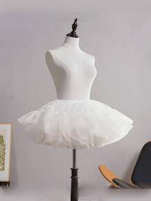 Neuer weißer & schwarzer Lolita Petticoat Rock, Cosplay Ballkleid, Braut Unterrock, Rock für Halloween - A - Übersicht 1