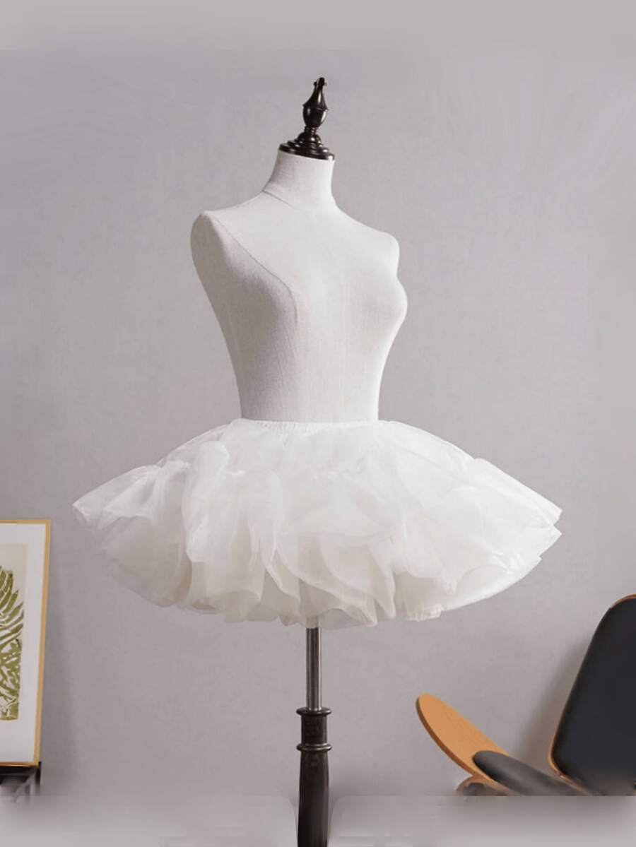 Neuer weißer & schwarzer Lolita Petticoat Rock, Cosplay Ballkleid, Braut Unterrock, Rock für Halloween - A - Übersicht 1