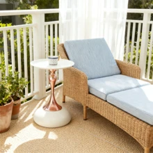 Modern Martini Table,Small Round Side Table For Living Room,15''End Table With Metal Base,White Circle Bedroom Table And Nightstand,Balcony Table For Tea,Corner Accent Table For Living Room/Bedside/Couch/Sofa - trắng - Xem 4