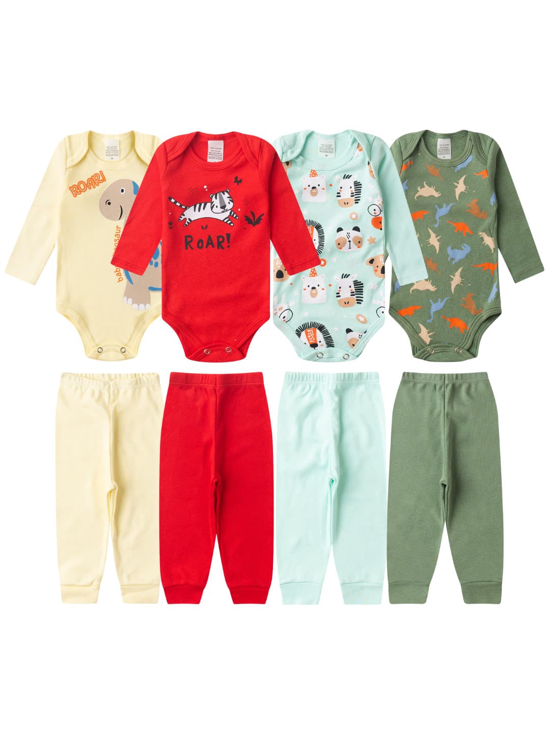 8 Pieces Baby Bodysuit Kit Long Sleeve 100% Cotton Baby Clothes - 4 Sets - 藍色 - 查看 1