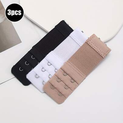 3件装可调节文胸延长扣，双钩设计，小巧易收纳，使用方便。