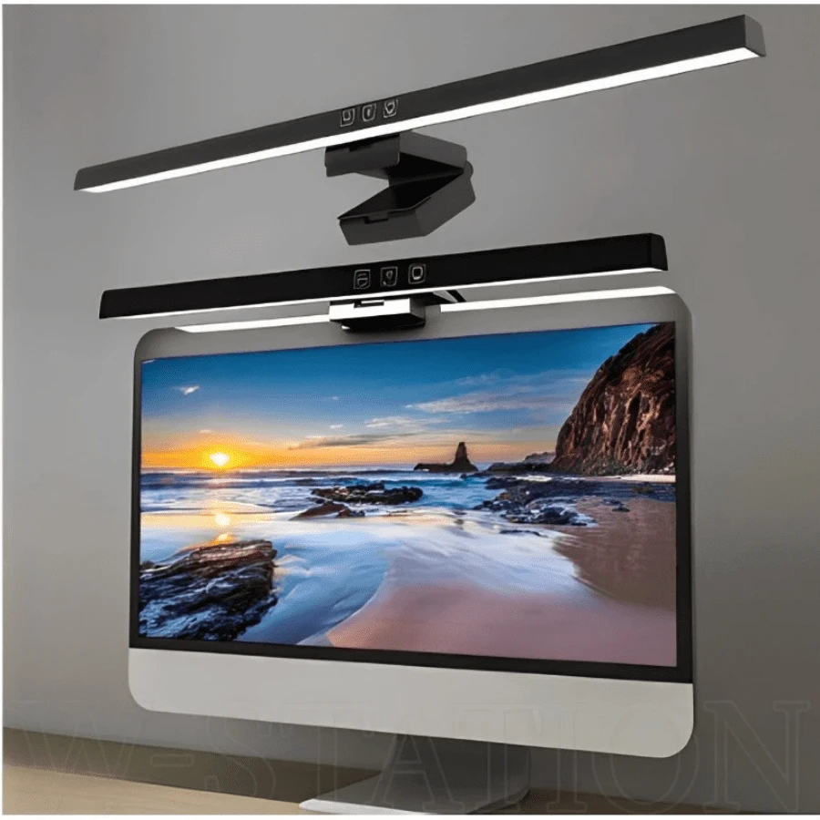 LED Screen Hanging Light-Eye-Care, Adjustable-Computer Monitor Screen Light Bar-USB Powered Desk Dimming Reading Lamp - 黑色 - 查看 1
