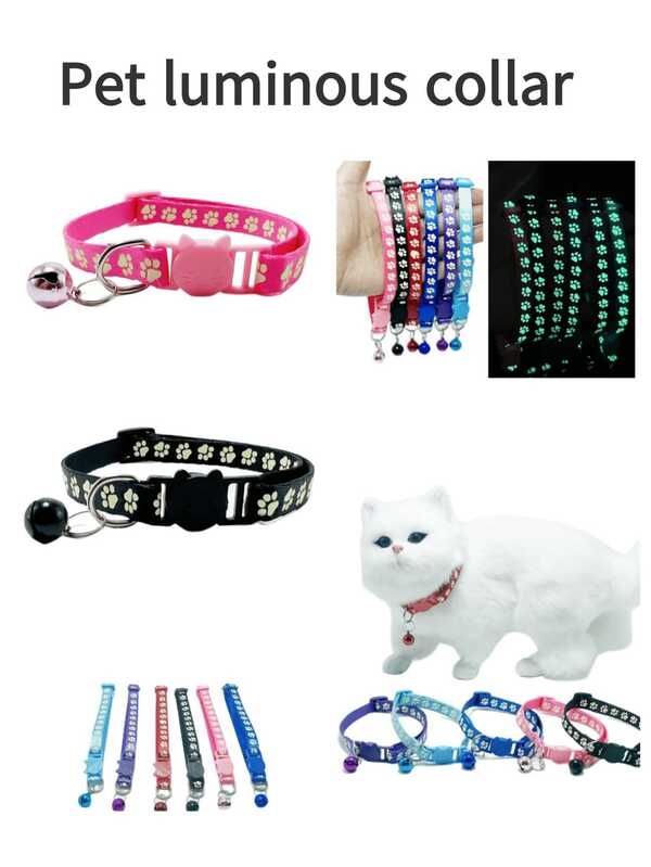 1pc Adjustable Glow-In-The-Dark Big Paw Print Pet Collar, Universal Collar, Anti-Lost Neck Strap, Made Of Polyester, Suitable For All Seasons, Available In Multiple Colors