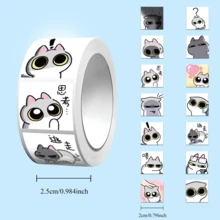 500 szt./rolka, śliczne naklejki z motywem kota, winylowe naklejki ze zwierzętami, odpowiednie na butelki z wodą, laptopy, walizki, telefony komórkowe, prezenty na imprezy i do kolekcjonowania przez nastolatków