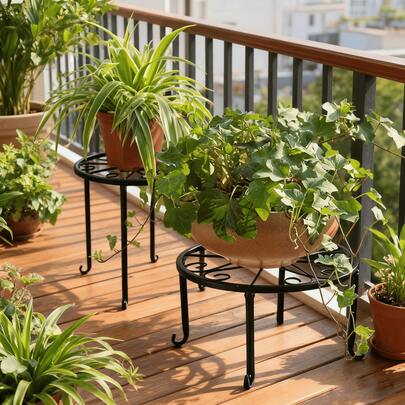 2 Piece Low Stool Plant Stand, Heavy Duty Metal Stand For Decorative Plants, Rustproof Flower Pot Stand, Round Plant Stand, Made Of High Quality Wire Welded, Sturdy And Durable Suitable For Home And Garden Enthusiasts, Suitable For Indoor And Outdoor Patios, Gardens, Multi Color Available