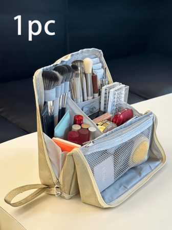 Makeup Bag With Multiple Functions And Large Capacity, Capable Of Standing Upright And High-Value Storage Bag Divided Into Zones And Layers, Portable And Portable Multifunctional Toiletry Bag, Capable Of Standing Upright Pencil Case, Suitable For Both Male And Female Students Make Up Bag Makeup Pouch Cosmetic Bag Wash Bag Travel Essential Cruise Essentials Vacation Essentials For Men Women