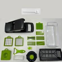 1 PIEZA Cortador de verduras multifuncional de 16 en 1, Picador de cebolla profesional, Manija picadora de cebolla, Rallador de alimentos, Picadora de alimentos de cocina, Corta verduras, cebollas, patatas, frutas con contenedor, Zanahoria y ajo con contenedor, Utensilios de cocina