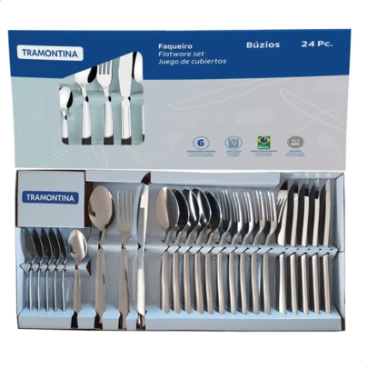 Faqueiro Tramontina 24 Pcs Buzios De Aço Inox
