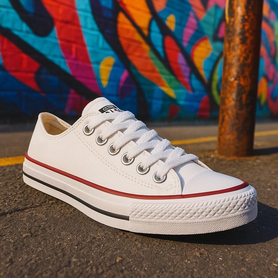 Women's Retro Sneakers – Comfort, Style And Grip With Rubber Sole - Red White - View 1