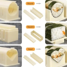 3件套方形、圆形和心形寿司模具，可重复使用，易于清洗，适用于海苔、饭团等，厨房用品，寿司卷模具，便当配件，专业厨房烹饪配件 - 彩色 - 查看 8