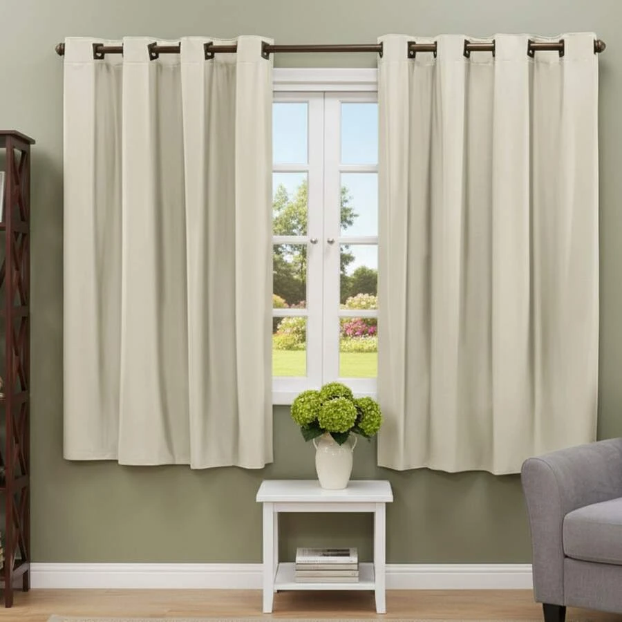Blackout Curtain Cuts 100% Sunlight Blackout 2.20 X 1.30 Living Room Bedroom Various Colors Exclusive - Light Beige - 查看 1