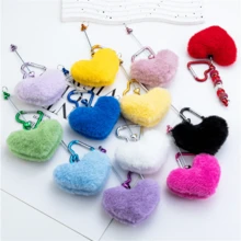 1pc DIY Beaded Accessory, Heart-Shaped Carabiner, Backpack Plush Pendant, Bag Charm, Carabiner, Heart Lock Clip, Pom Pom Carabiner, Birthday Gift, Christmas Gift, Christmas Stocking Stuffer - Multicolor - View 5