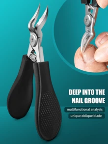 1 件黑色弧形指甲钳，超锋利耐用趾甲钳，适用于厚指甲和嵌甲，手工不锈钢指甲修剪器，适合男士、女士、老年人，弧形刀片