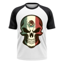 Playera Ranglan Calavera mexicana deportiva secado ultra rapido Gym Deporte Musculosa  Comoda  secado ultra rapido proteccion uv antibacterial - Blanco - Ver 1