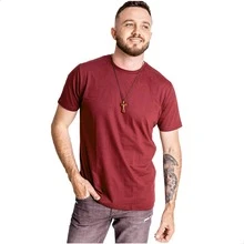 Kit Of 5 Men's Slim Fit Basic Premium Cotton T-Shirts - 勃根地 - 查看 2