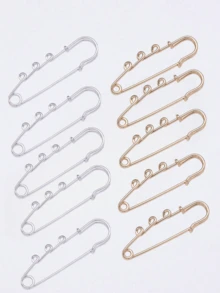 5pcs 3-Hole 5cm Iron Large Safety Pins, Can Be Used For Finished Brooch Making Christmas Gift